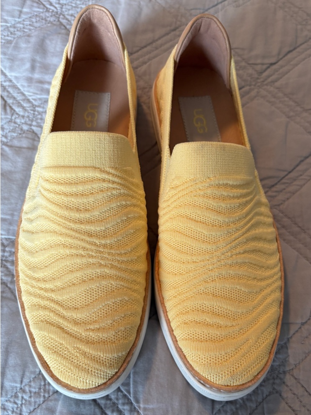 UGG Ladies Yellow Knit Slip-On Loafers